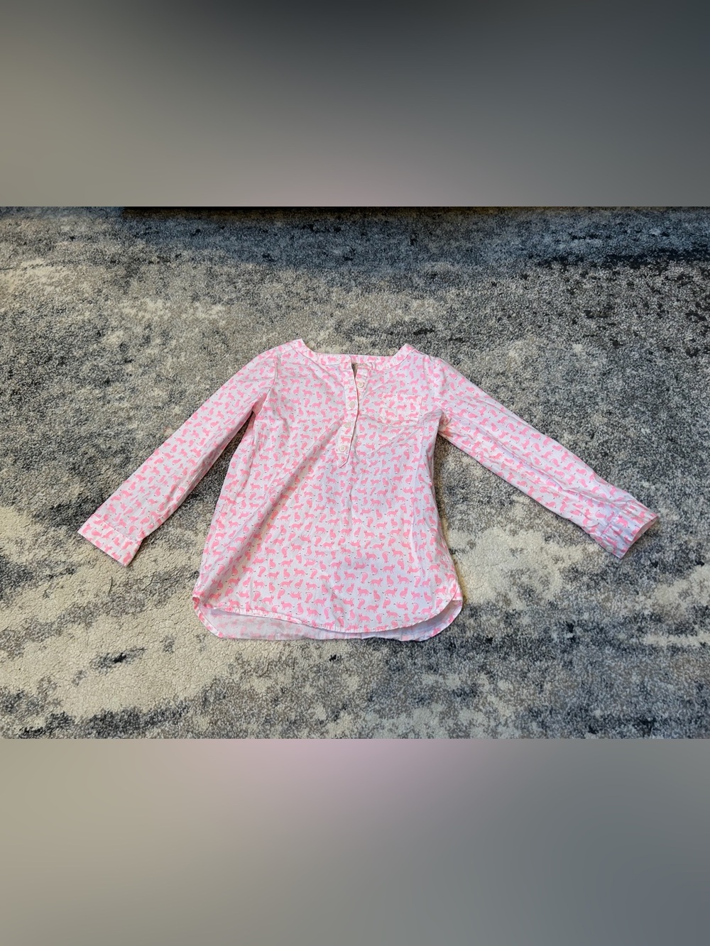 Girls' Pink Long-Sleeve Top with kitty cat Print